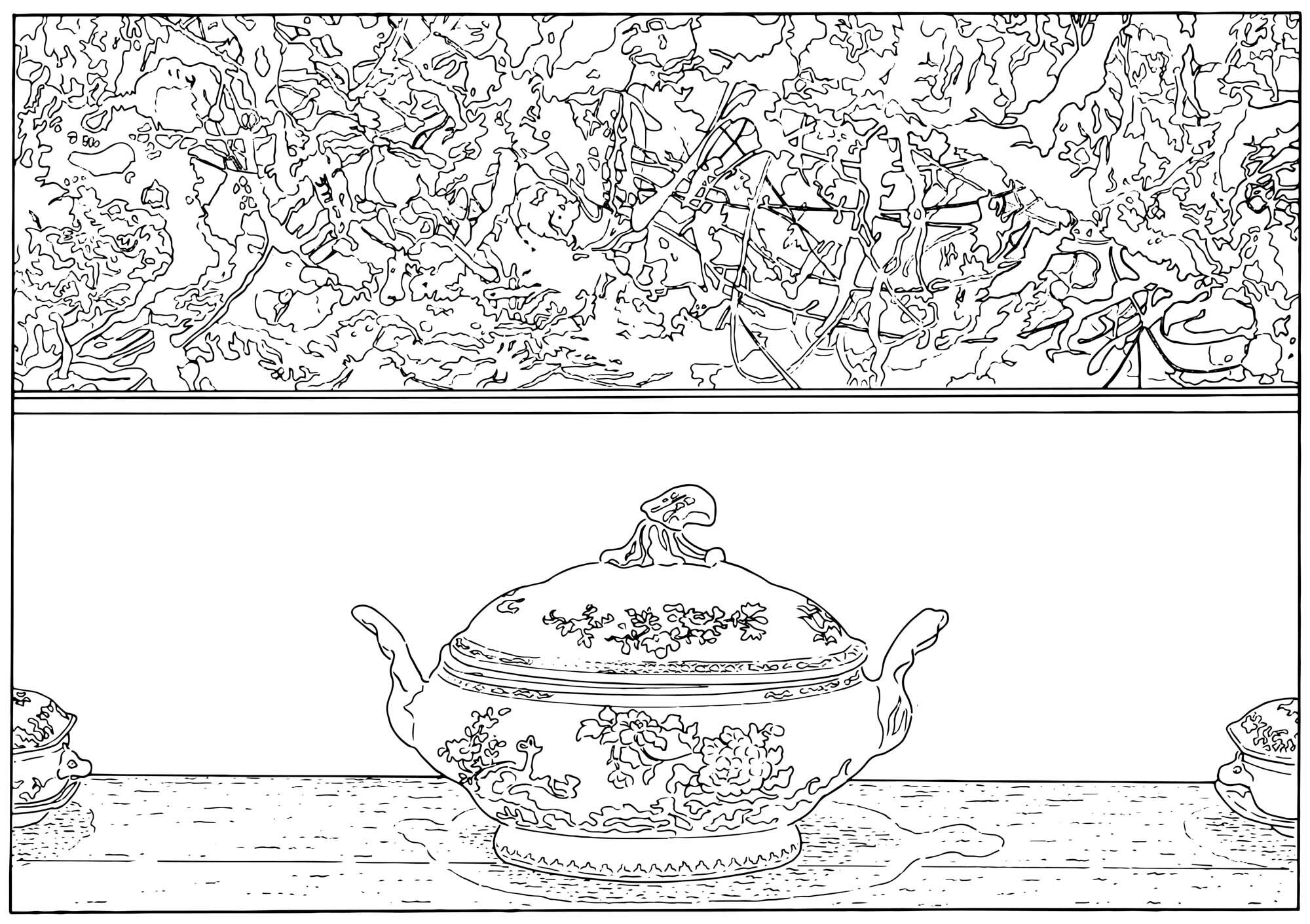 Louise Lawler, Pollock and Tureen (traced), 1984/2013