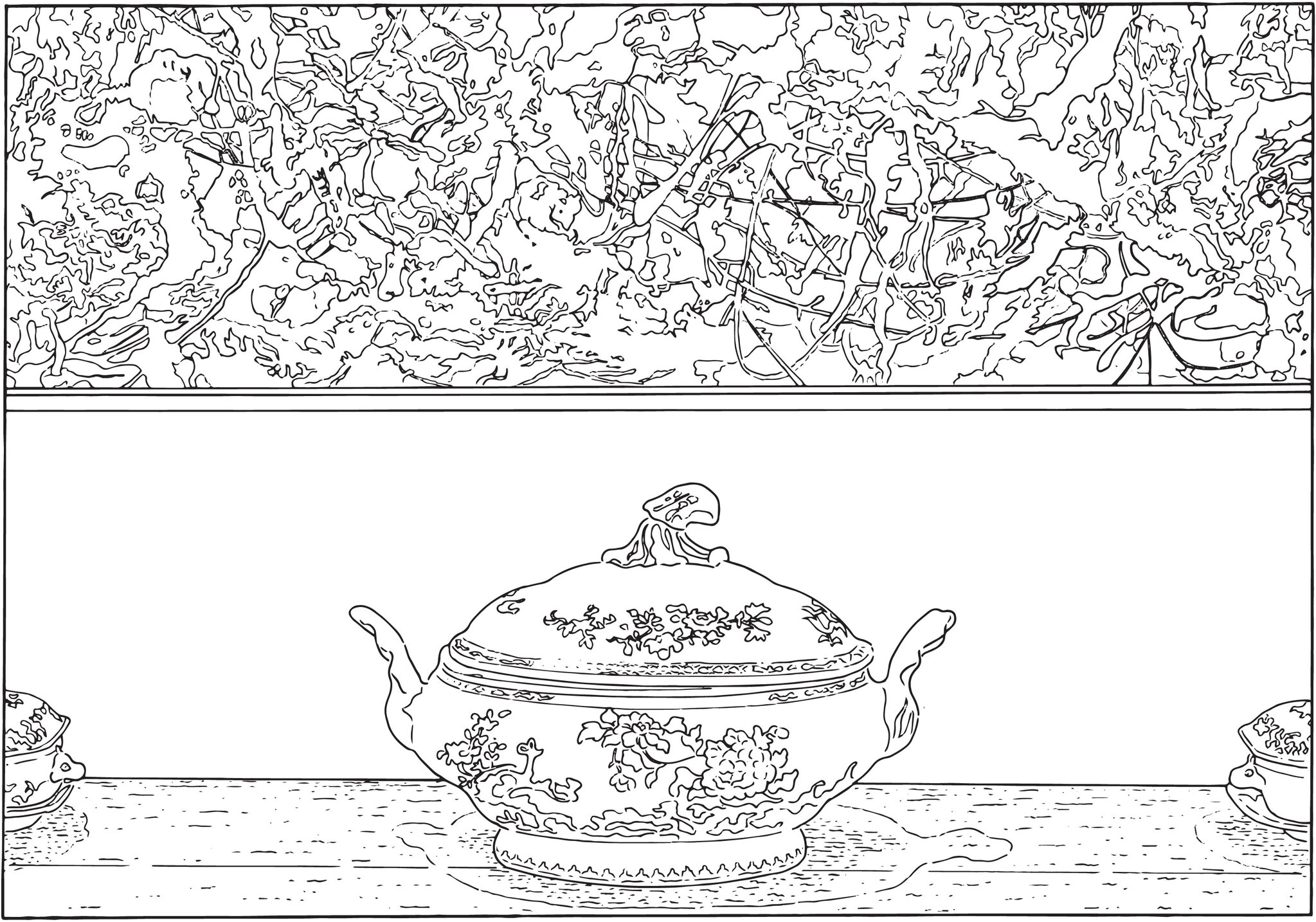 Louise Lawler, "Pollock and Tureen (traced)", 2013/1984